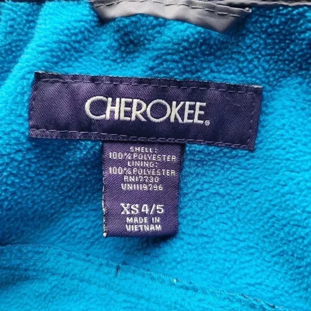 Cherokee Kids Boys Jacket Coat XS 4-5 Blue Fleece Lined Black Gray Full Zip